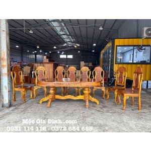 Bàn ăn Tràm Oval 8 ghế