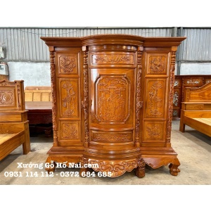 Tủ thờ căm xe 6 chân chạm tam đa